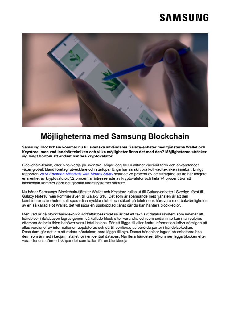Möjligheterna med Samsung Blockchain