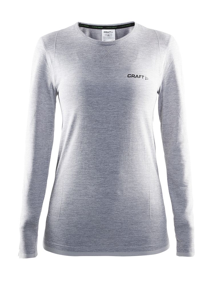 Active Comfort round neck long sleeve för dam i färgen grey melange (ca pris 350 kr)