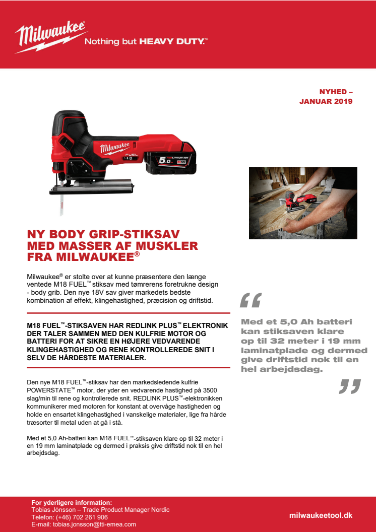 NY BODY GRIP-STIKSAV MED MASSER AF MUSKLER FRA MILWAUKEE®