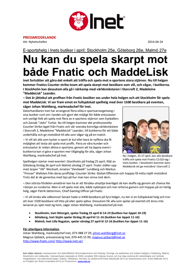 Event: Nu kan du spela skarpt mot både Fnatic och MaddeLisk