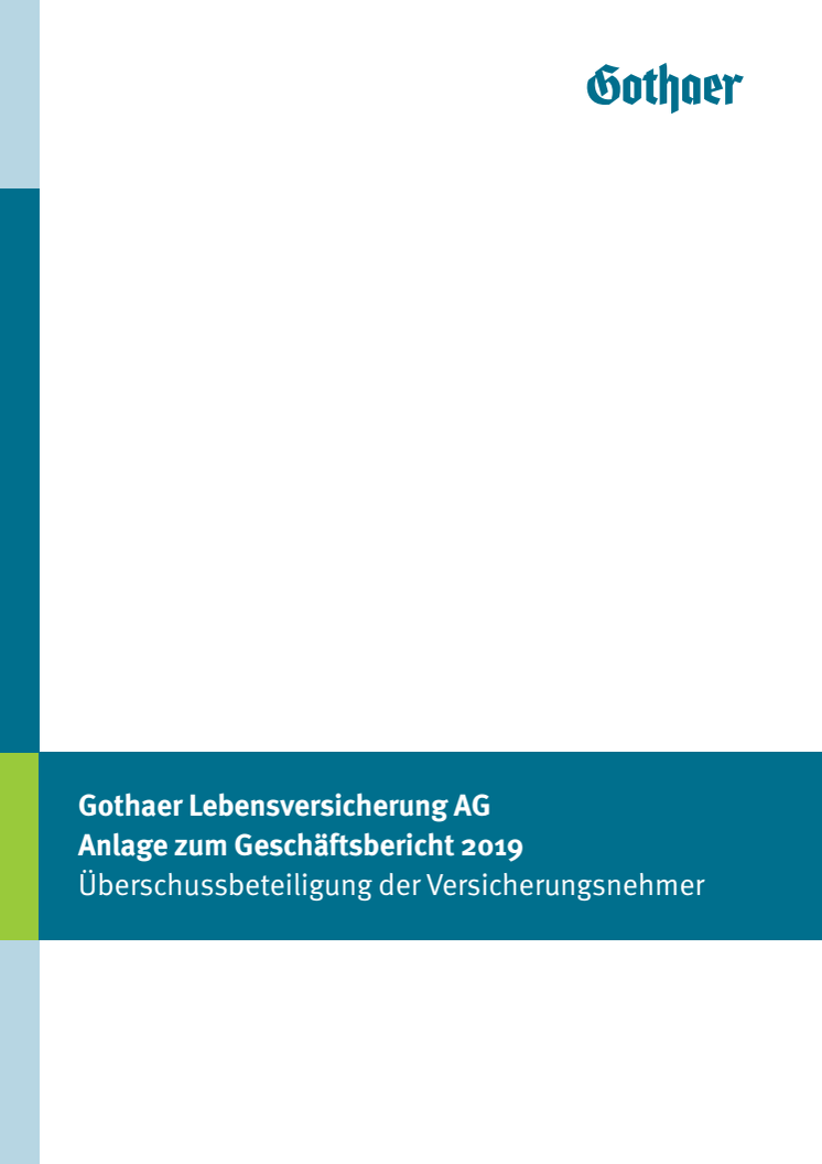 Anlagenband: Gothaer Lebensversicherung Geschäftsjahr 2019