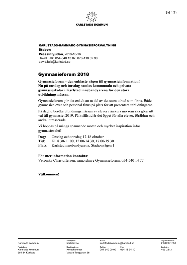 Pressinbjudan: Gymnasieforum 2018