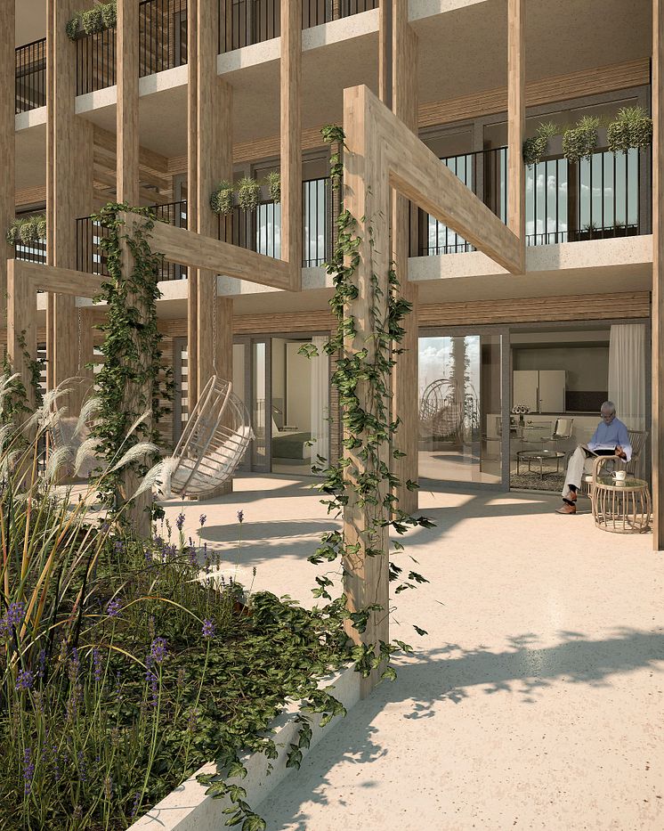 Bostadsterrass i profilbyggnaden, Kista