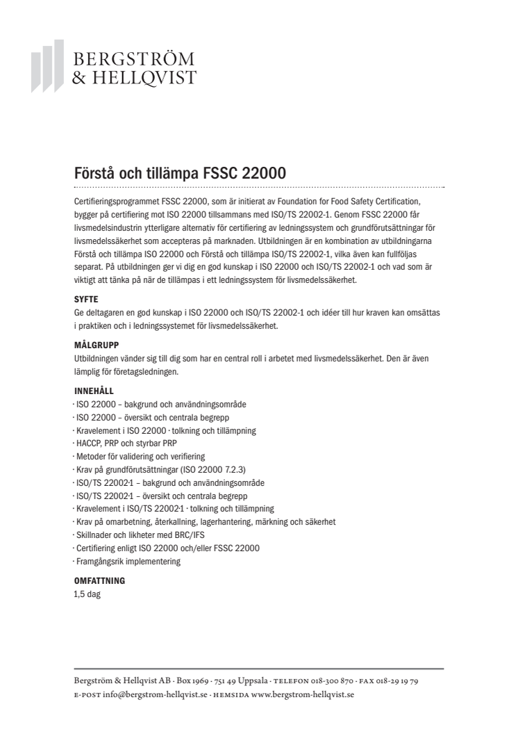 Förstå och tillämpa FSSC 22000