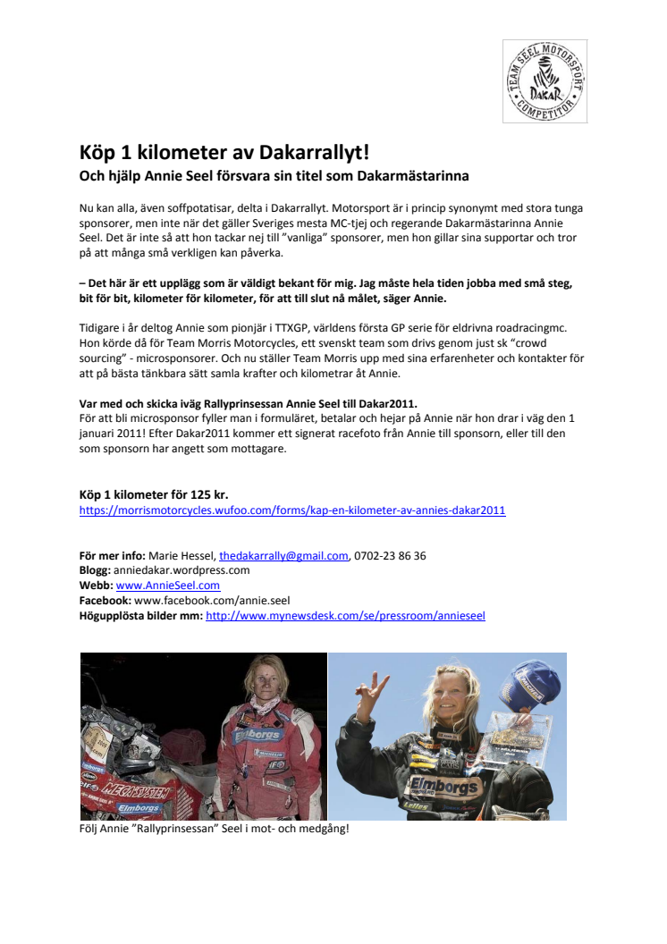 Köp 1 kilometer av Dakarrallyt!