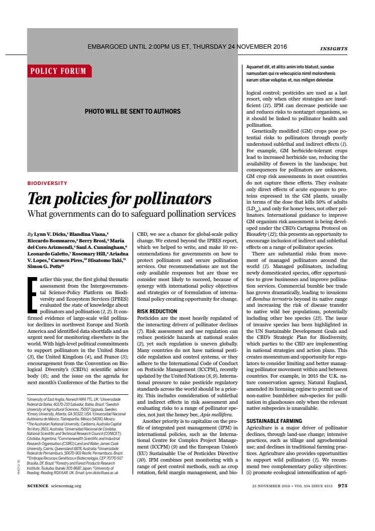 Tio åtgärder för framtidens pollinering