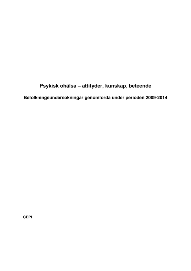 Psykisk ohälsa - attityder, kunskap och beteende