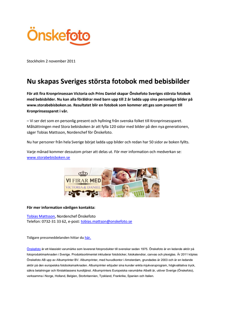 Nu skapas Sveriges största fotobok med bebisbilder