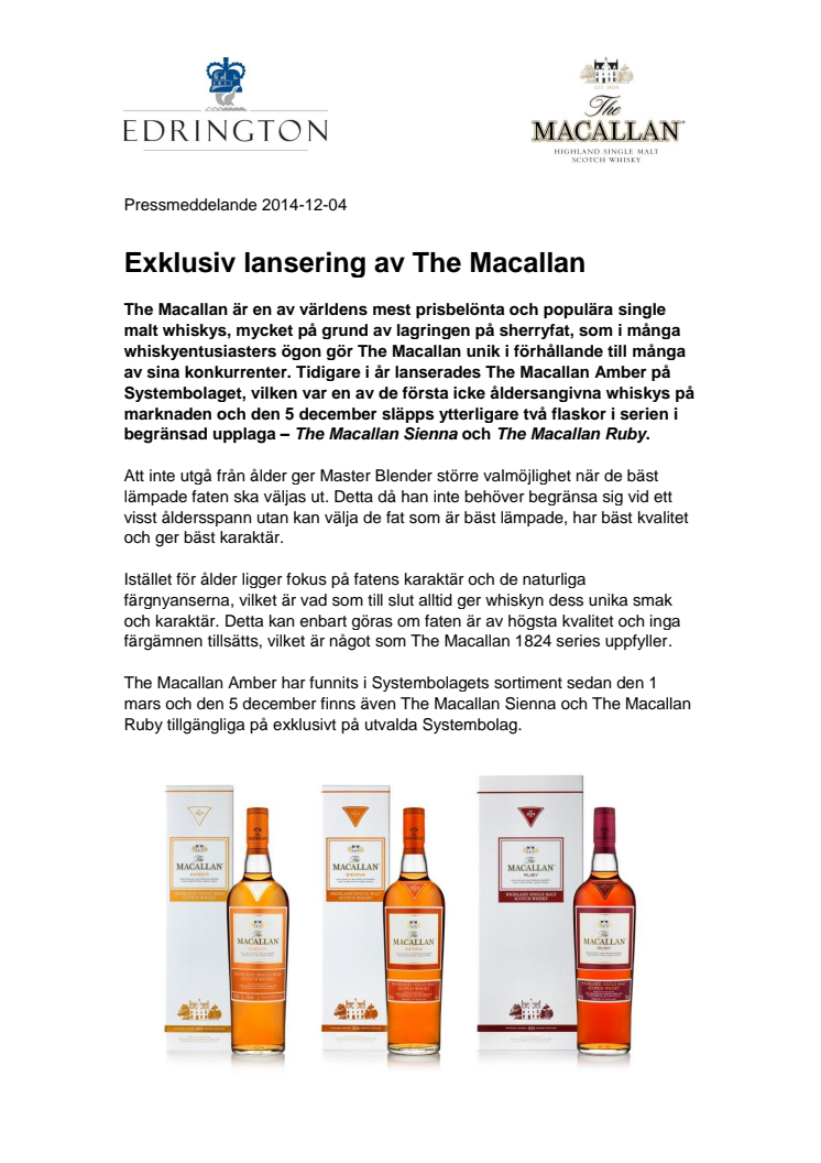 Exklusiv lansering av The Macallan 