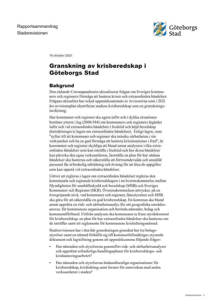 Sammandrag – Granskning av krisberedskap i Göteborgs Stad (2021-10-19).pdf