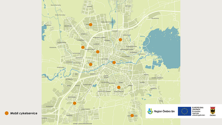 Cykelservice sommaren 2022 - Karta Örebro kommun