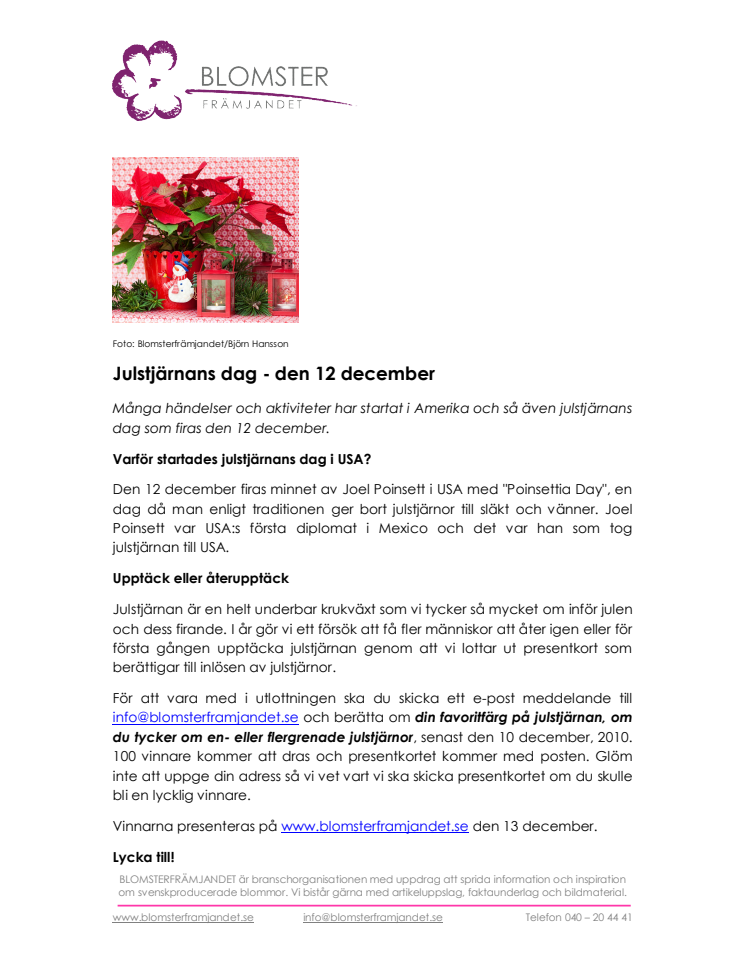 Julstjärnans dag - den 12 december