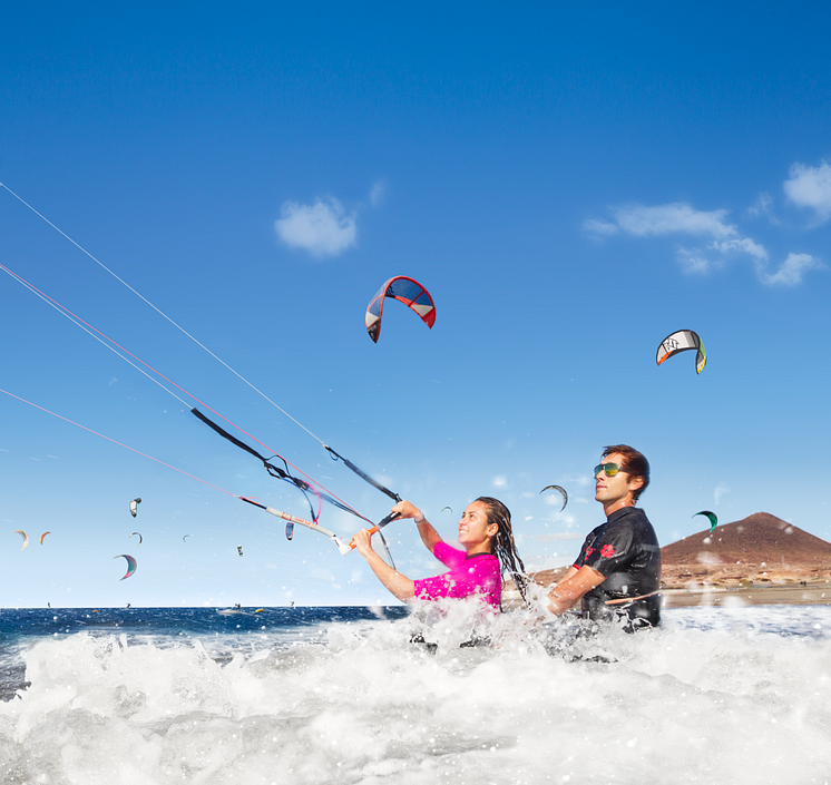 Kitesurfing på Playa Leocadio Machado