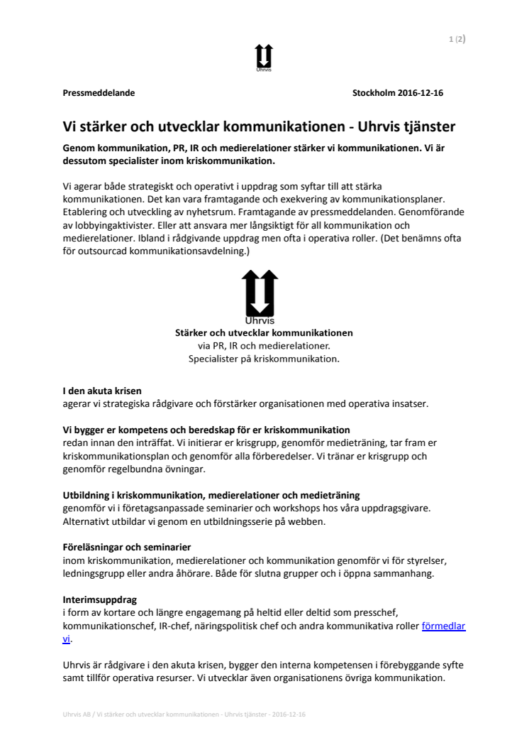 Stärk och utveckla kommunikationen genom Uhrvis