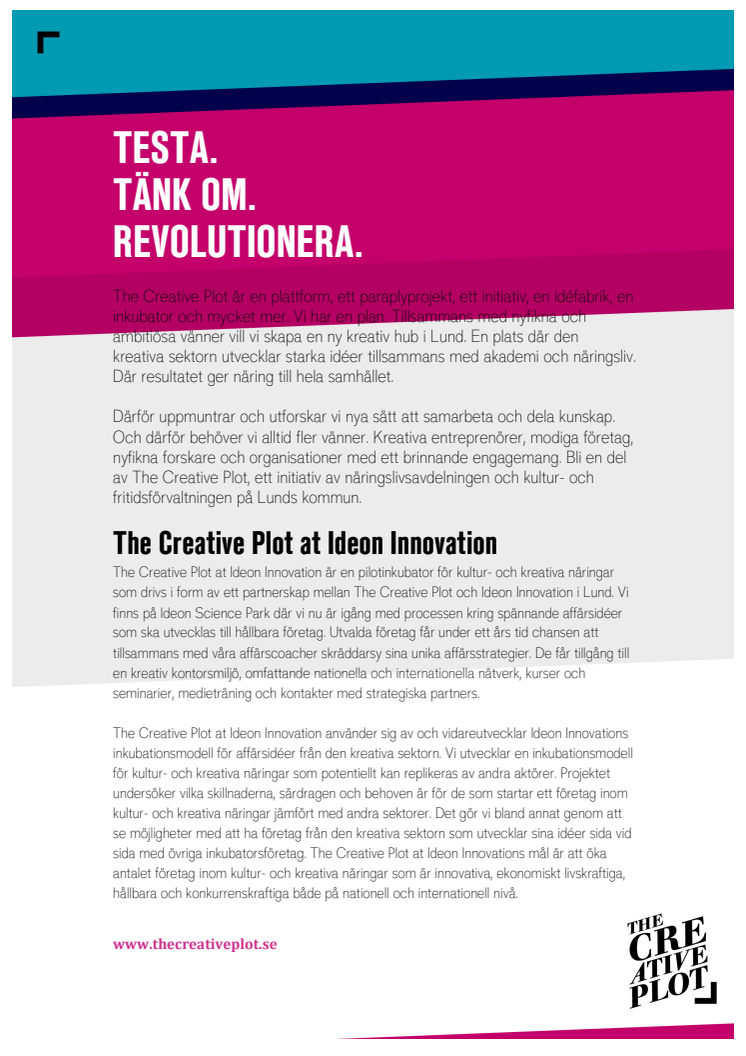 The Creative Plot at Ideon Innovation