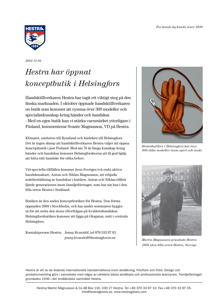 Hestra har öppnat konceptbutik i Helsingfors