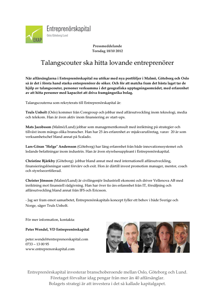 Talangscouter ska hitta lovande entreprenörer