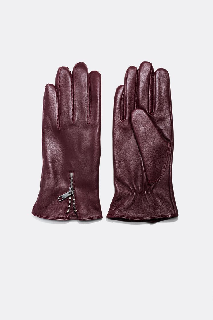 Leather Gloves with Zipper Detail