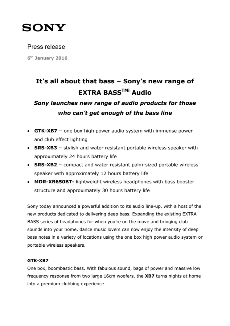 Sonys nya utbud av EXTRA BASS*: “It’s all about that bass” 