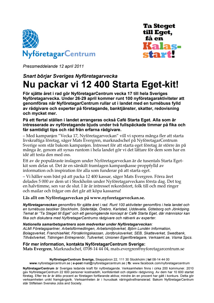 Snart börjar Sveriges Nyföretagarvecka: Nu packar vi 12 400 Starta Eget-kit!