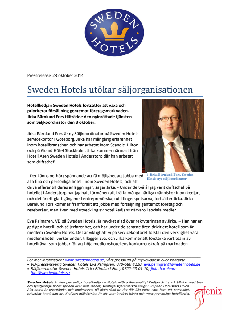 Sweden Hotels utökar säljorganisationen