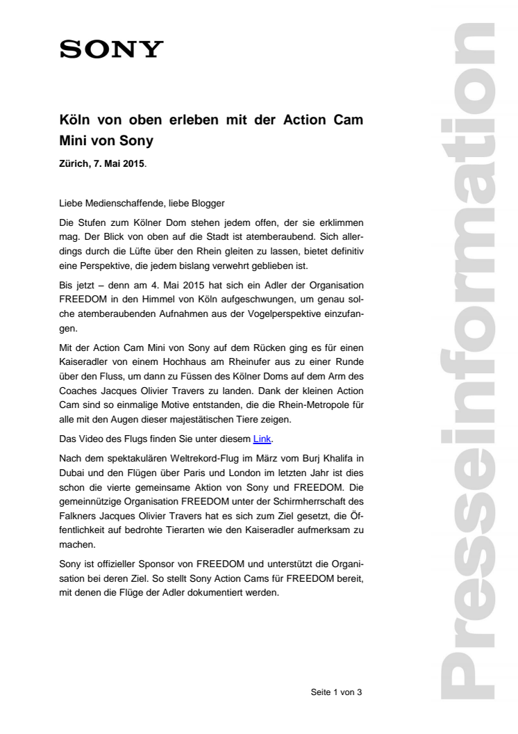 Köln von oben erleben mit der Action Cam Mini von Sony