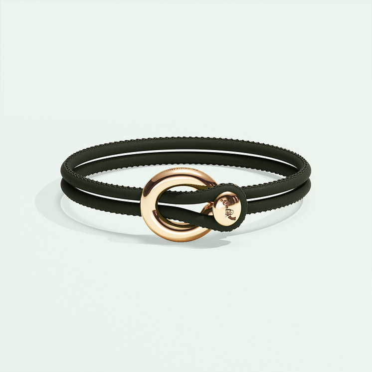 Imagine by Orrling Bracelet Leather DarkGreen Gold Front.png