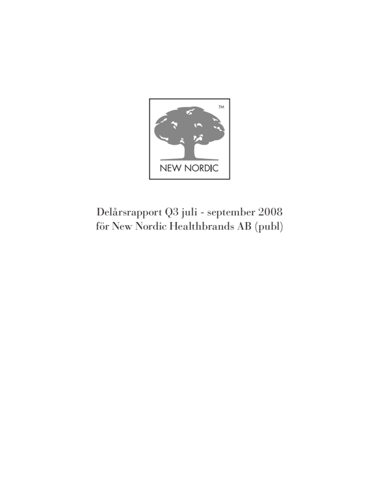 Delårsrapport Q3 2008