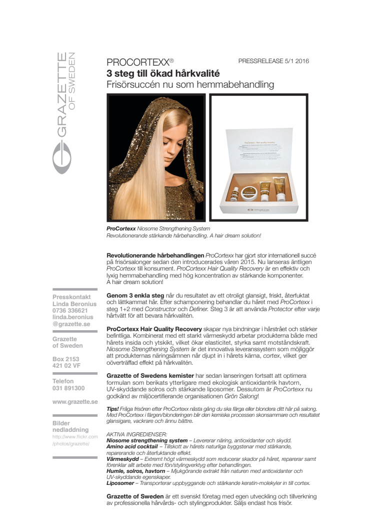 Pressrelease ProCortexx Hair Quality Recovery 