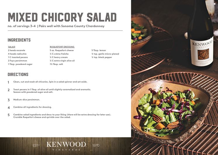 Mixed Chicory salad recipe card - Kenwood wines