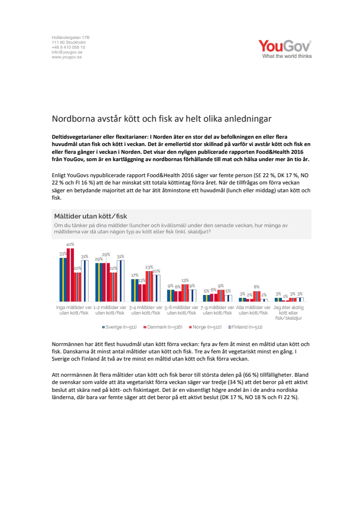 Nordborna avstår kött och fisk av helt olika anledningar 