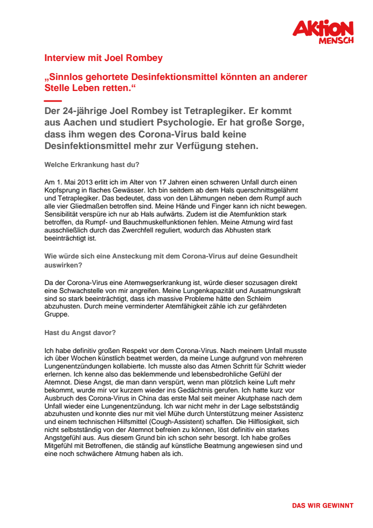 "Hamstern von Desinfektionsmitteln muss ein Ende finden”