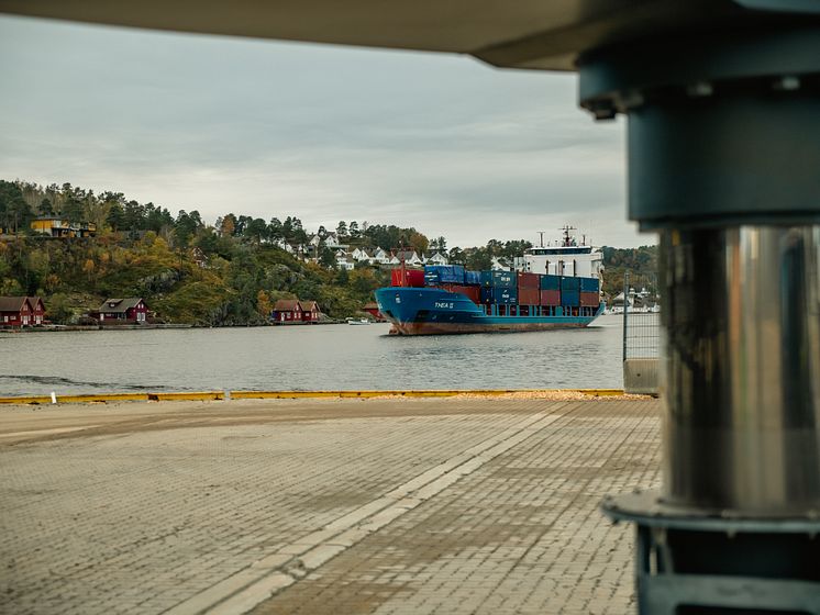 First container delivery port of Arendal 23.10.23