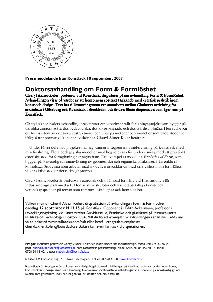 Doktorsavhandling om Form & Formlöshet