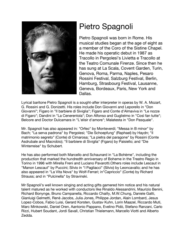 Singer Biography: Pietro Spagnoli, lyrical baritone (in English)