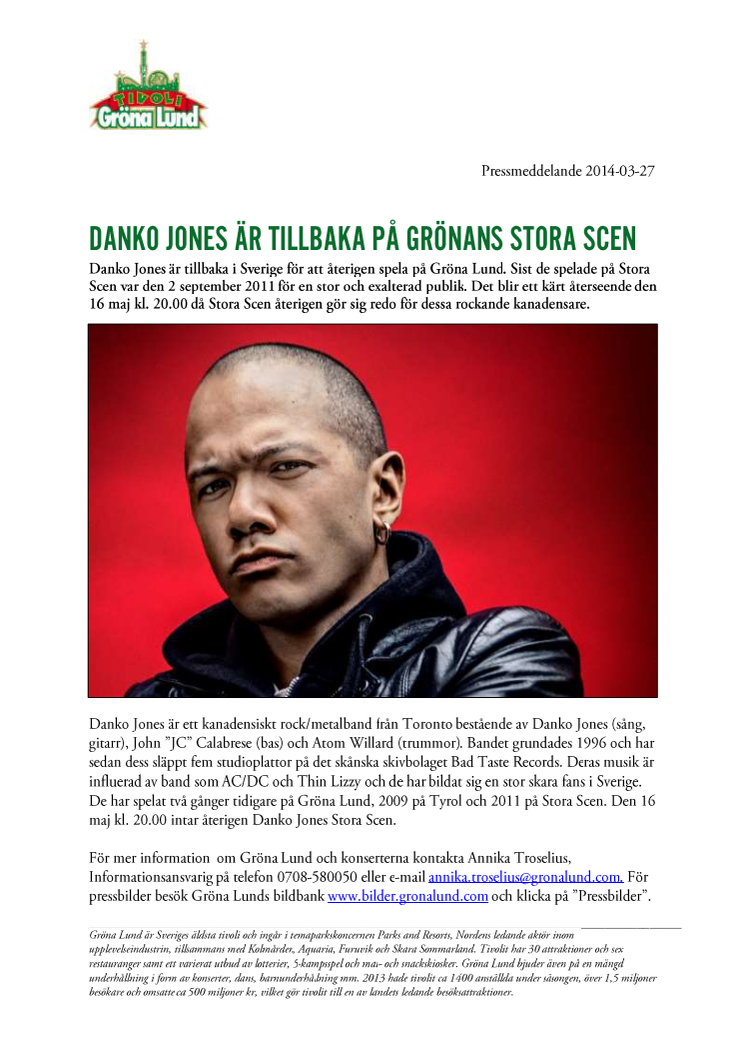 Danko Jones är tillbaka på Grönans Stora Scen