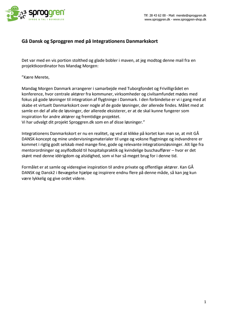GÅ DANSK og Sproggren.dk med på Integrationens Danmarkskort
