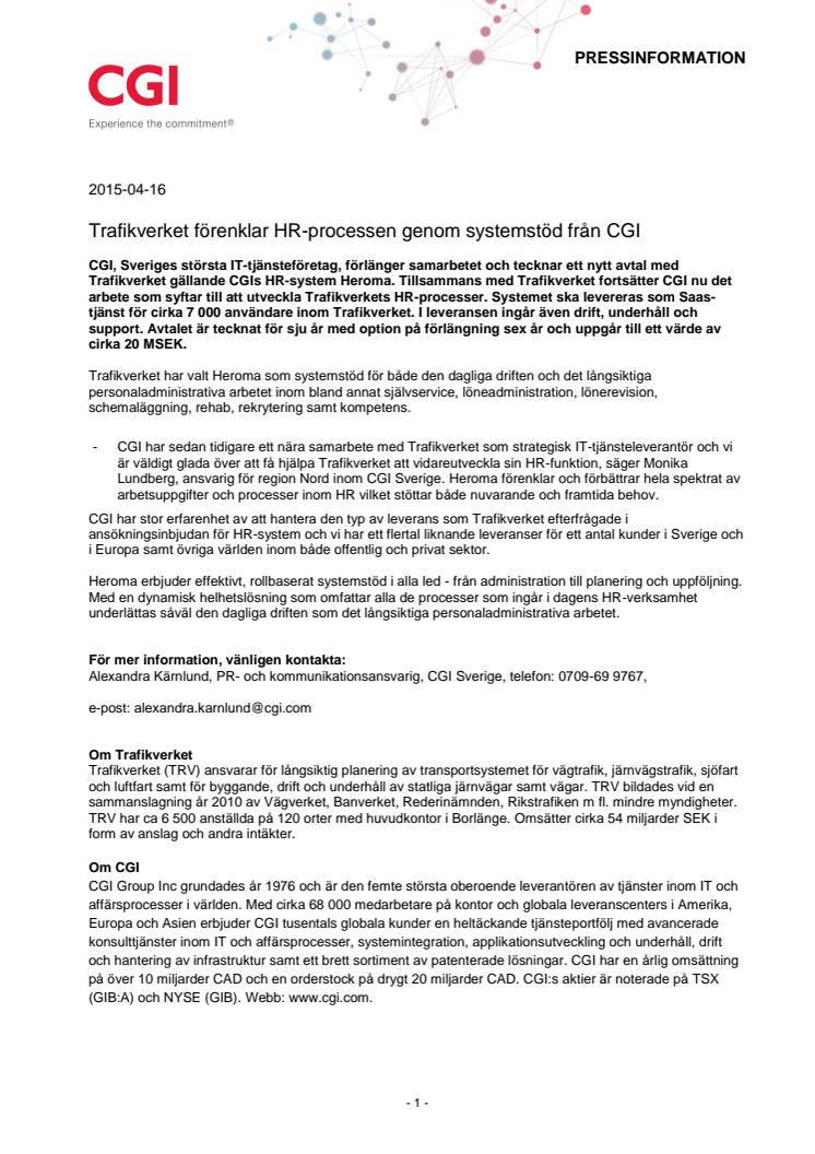 Trafikverket förenklar HR-processen genom systemstöd från CGI 