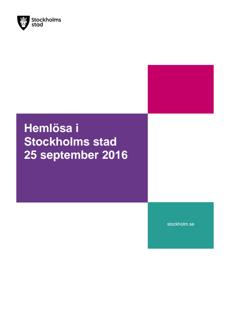 Rapport Hemlösa i Stockholms stad 25 september 2016