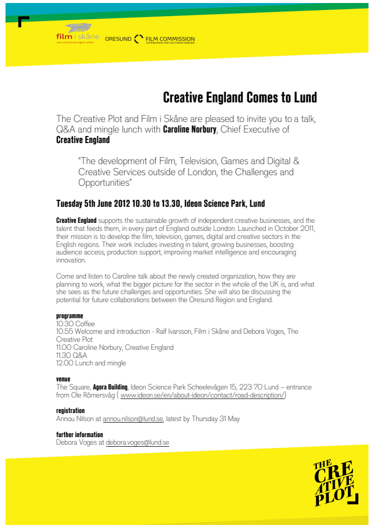 Creative England comes to Lund - programme