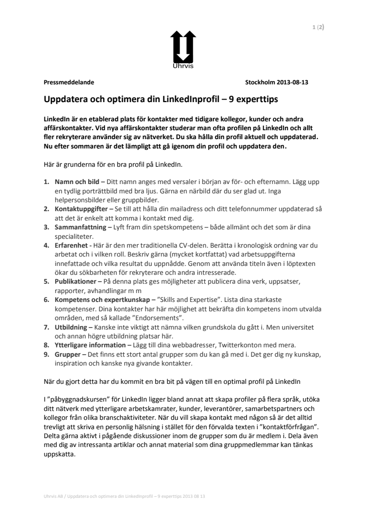 Uppdatera och optimera din LinkedInprofil – 9 experttips 