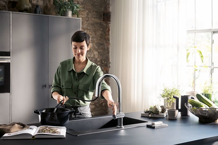 hansgrohe Aqittura M91 med uttrekkbar tut