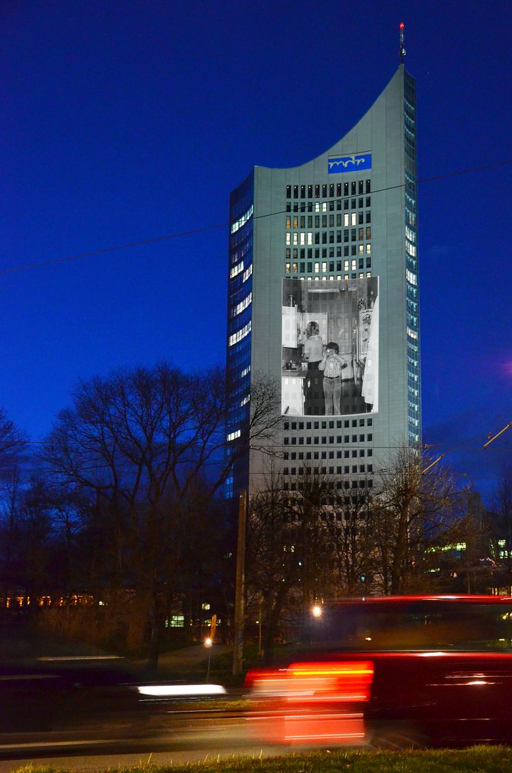 Das City-Hochhaus mit Projektion zum Lichtfest