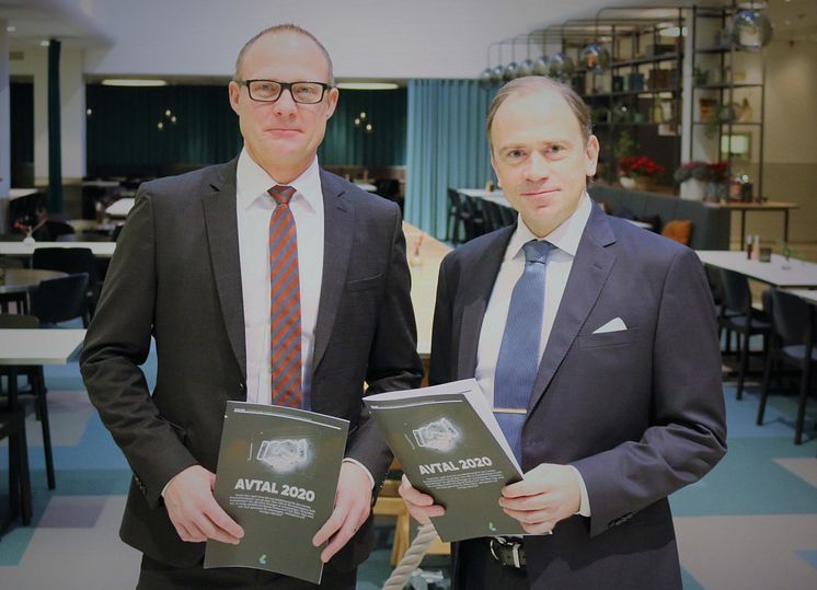 Björn Hellman, vd Livsmedelsföretagen, och Henrik van Rijswijk, förhandlingschef Livsmedelsföretagen