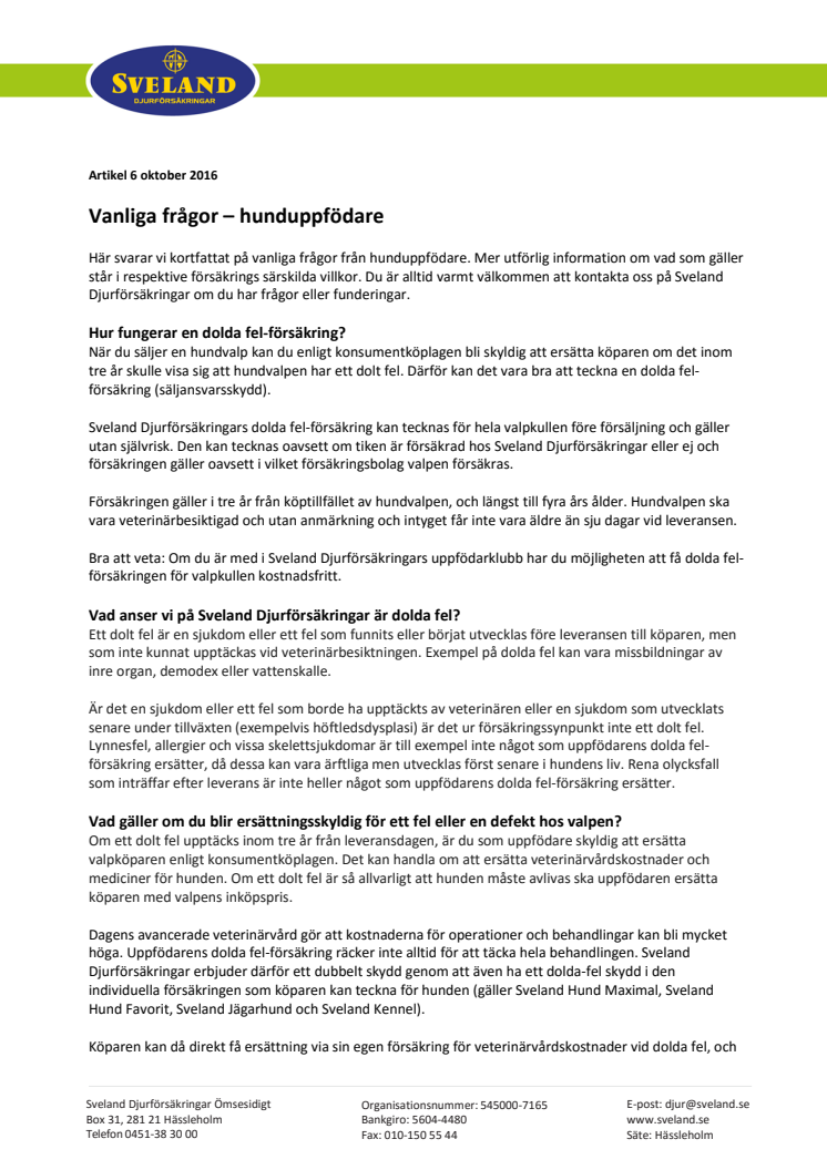 Vanliga frågor – hunduppfödare