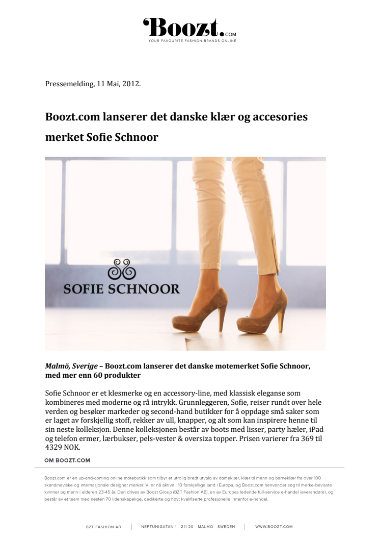Boozt.com lanserer det danske klær og accesories merket Sofie Schnoor