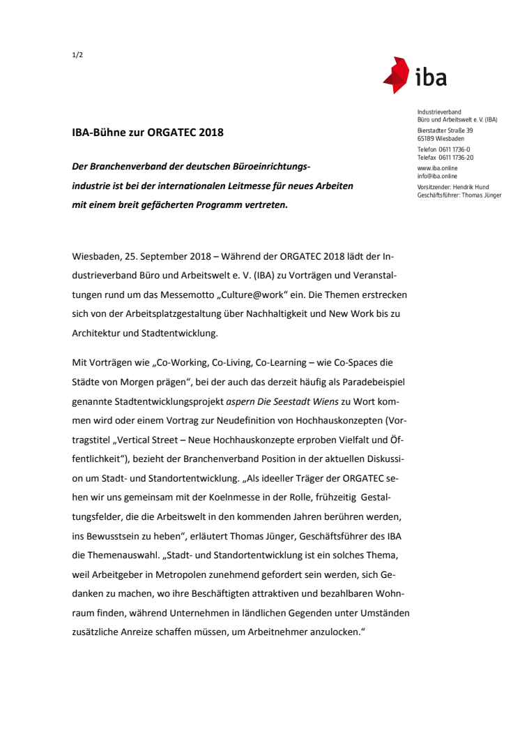IBA-Bühne zur ORGATEC 2018
