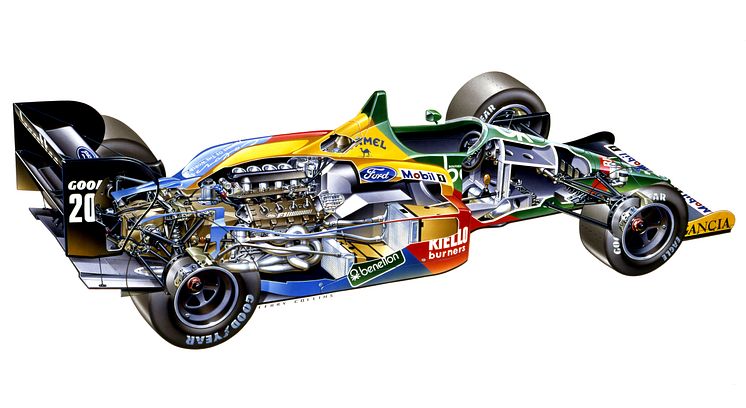 1988 Line Drawing Benetton F1 car neg 143-1