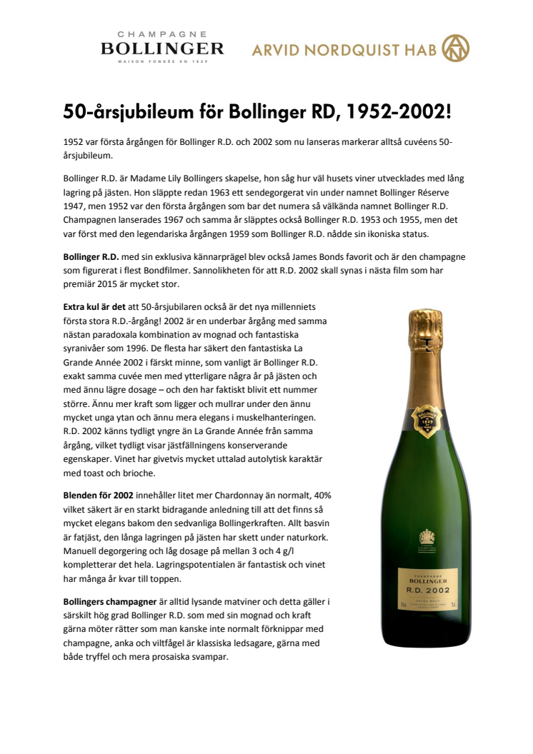 50-årsjubileum för Bollinger RD, 1952-2002!