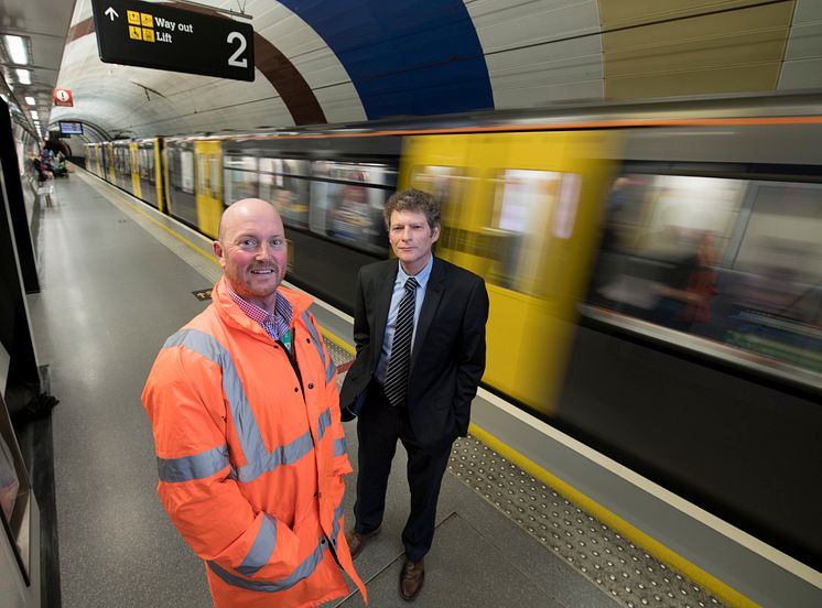 Edd Scott and Dr Mike Deary at Haymarket Metro station